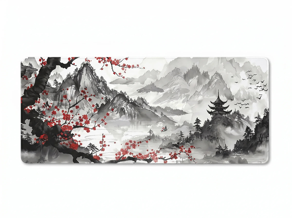 AKANE SAKURA Tapis de Souris XXL Cerisier Rouge Automne Japonais 900x400mm DragonGlide