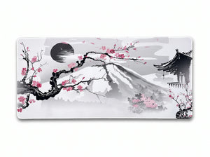 YUKI SAKURA Tapis de Souris XXL Cerisier Hivernal Neige Japonais 900x400mm DragonGlide