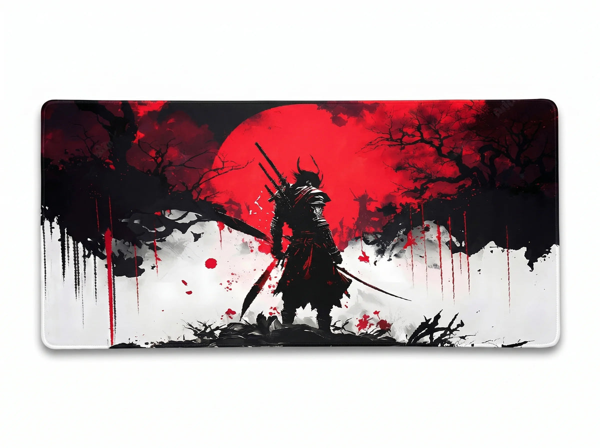 AKATSUKI Tapis de Souris XXL Samourai Lune Ecarlate Rouge Japonais 900x400mm DragonGlide